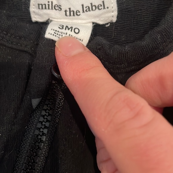 Miles The Label Baby Asymmetrical Zip Romper,Black with Gray 3 months - Picture 2 of 3